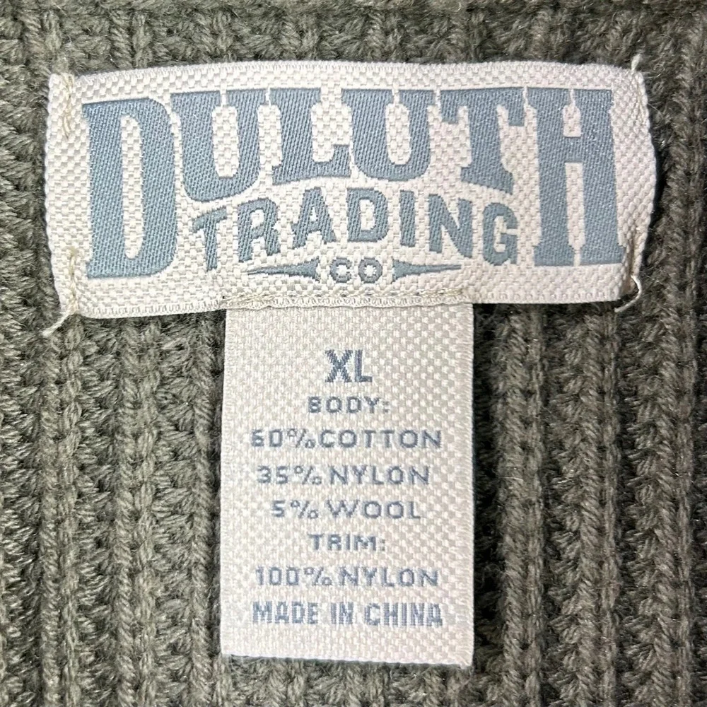 Duluth Wool Blend Shawl Collar Ribbed Knit Sweater Mens‎ XL Green Elbow Patches